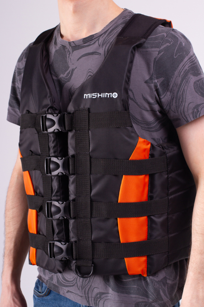 Жилет спасательный MISHIMO PRO Премиум качества Черно-оранжевый в Тамбове