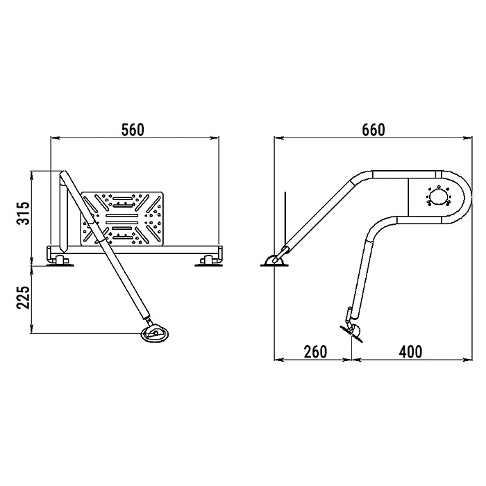 Стойка рулевая с креплением на баллон надувной лодки 25мм в Тамбове